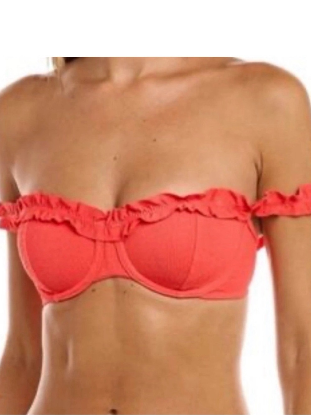 Vix Women's Ruffled Red Bandeau Bikini Set (Medium and D Cup)